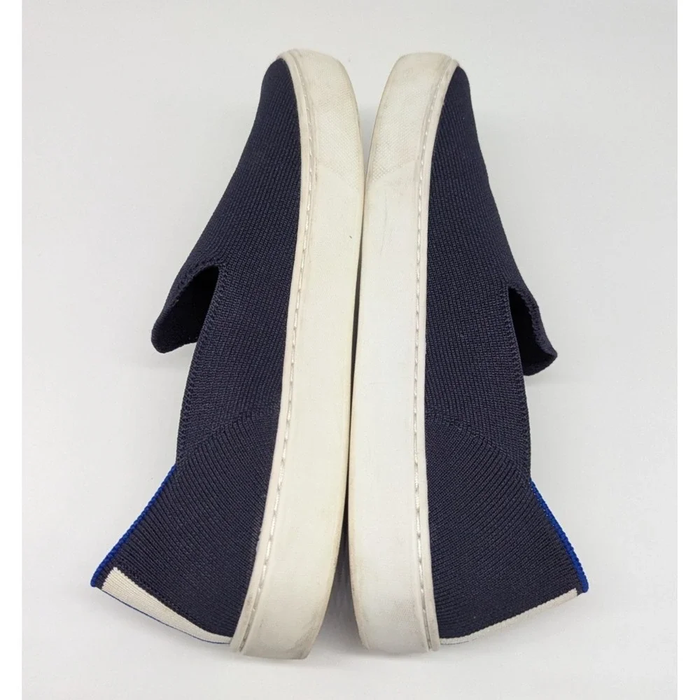 Rothys The Original Sneakers Womens Sz 8 Navy Blue Knit Slip On Shoes Loafers